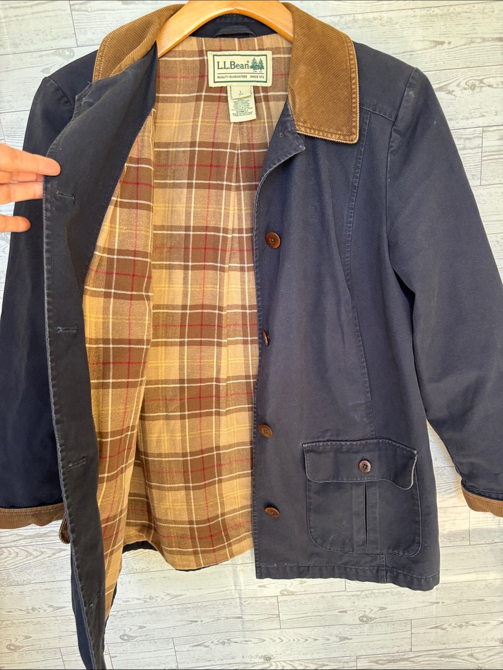 LL Bean Women's Vintage Flannel Lined Barn Chore Coat Jacket Large outdoors